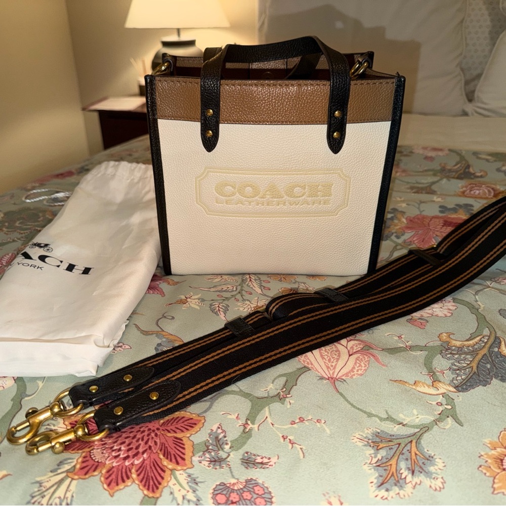 Coach Cream and Brown Messenger Bag